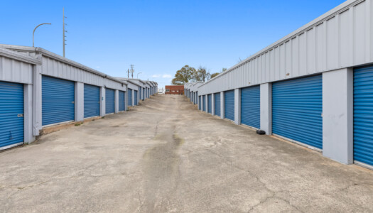 aisle of drive-up storage units at Storage Depot of Gainesville on Industrial Blvd in Gainesville, GA