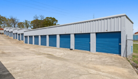 row of drive-up storage units at Storage Depot of Gainesville on Industrial Blvd in Gainesville, GA