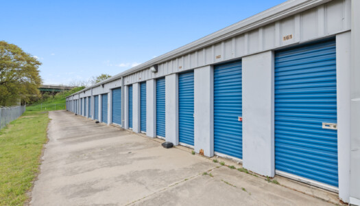 row of drive-up storage units at Storage Depot of Gainesville on Industrial Blvd in Gainesville, GA