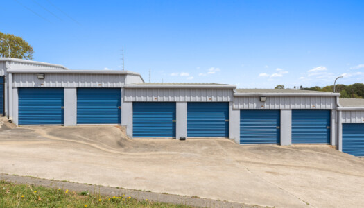 row of drive-up storage units at Storage Depot of Gainesville on Industrial Blvd in Gainesville, GA